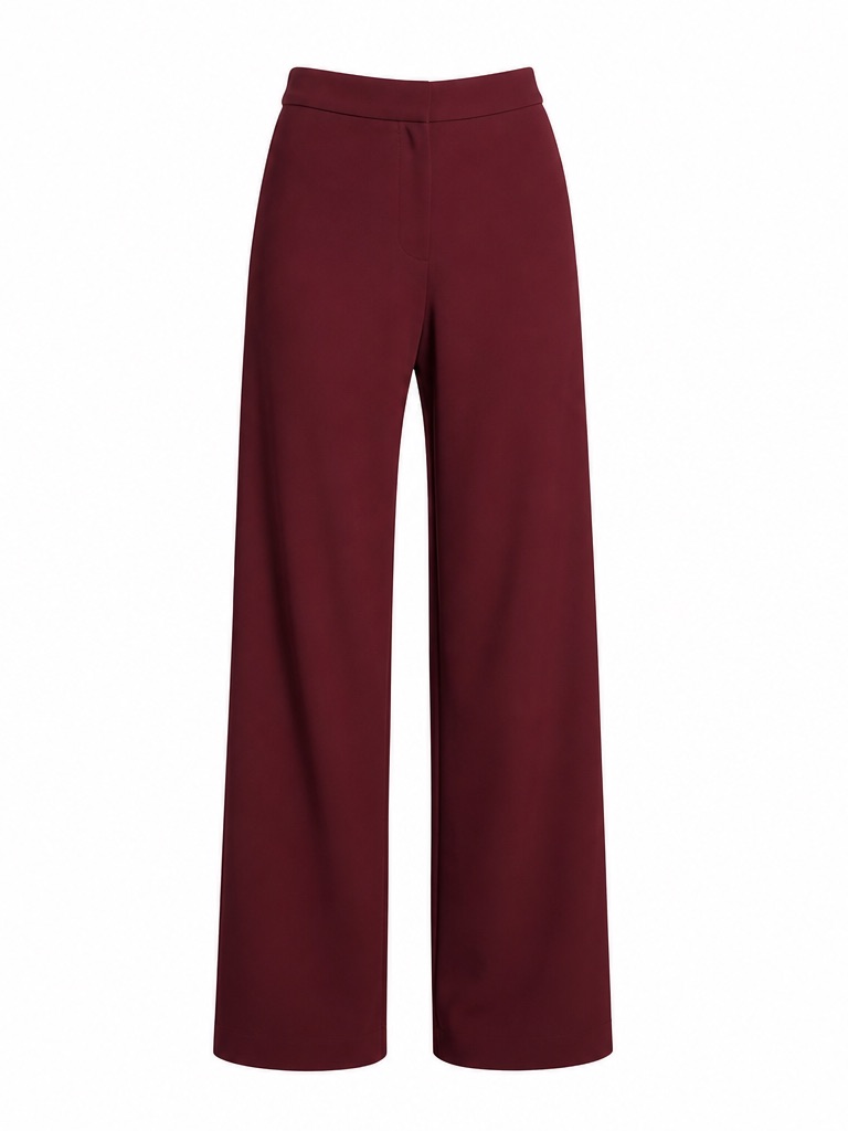 St John Trouser | High Waisted, Wide Leg, Burgundy | Size 8